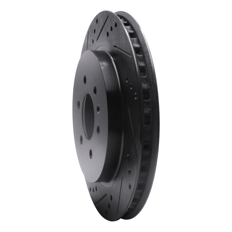 Cadillac SRX Brake Rotor (1) - Rear Left - R1 Concepts - Drilled & Slotted - Black - `04-`09